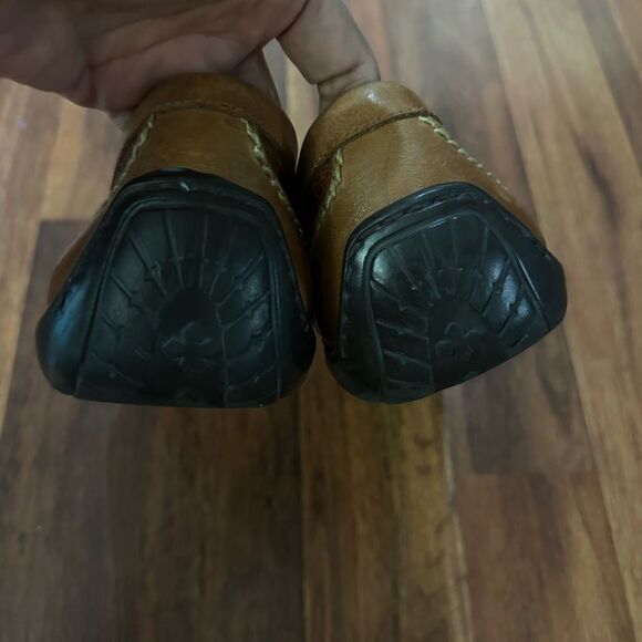 MARTIN DINGMAN Brown Leather Loafers with Silver Detailing SIZE 11.5